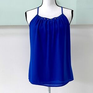 Naked Zebra Royal Blue Sleeveless Blouse – Size Small – Adjustable Straps